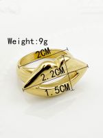 304 Stainless Steel 14K Gold Plated Artistic Plating Lips Rings main image 2