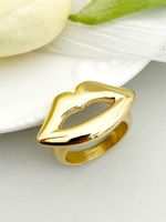 304 Stainless Steel 14K Gold Plated Artistic Plating Lips Rings main image 1