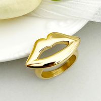 304 Stainless Steel 14K Gold Plated Artistic Plating Lips Rings sku image 3