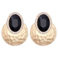 Elegante Retro Oval Aleación Enchapado Embutido Diamante Artificial Mujeres Pendientes sku image 4