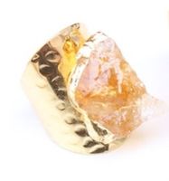 Elegant Lady Geometric Copper Inlay Natural Crystal Open Ring sku image 2