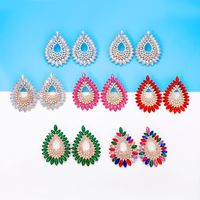 Elegant Glam Water Droplets Alloy Inlay Acrylic Artificial Diamond Women's Ear Studs main image 1