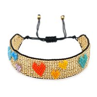 Simple Style Peach Heart Shape Flower Glass Braid Woven Belt Women's Bracelets sku image 31