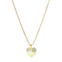 Elegant Lady Heart Shape Stainless Steel Glass Plating Pendant Necklace sku image 2