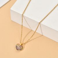 Elegant Lady Heart Shape Stainless Steel Glass Plating Pendant Necklace main image 5