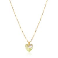 Elegant Lady Heart Shape Stainless Steel Glass Plating Pendant Necklace sku image 3