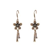Chinoiserie Ethnic Style Flower Alloy Inlay Artificial Gemstones Women's Drop Earrings main image 3