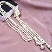 Einfacher Stil Runden Imitationsperle Perlen Inlay Strasssteine Frau Lange Halskette sku image 3