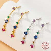 1 Pair Vintage Style Formal Oversized Colorful Plating Inlay Sterling Silver Zircon 18k Gold Plated White Gold Plated Drop Earrings main image 1