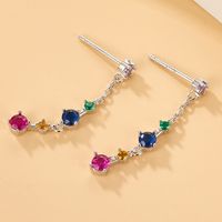 1 Pair Vintage Style Formal Oversized Colorful Plating Inlay Sterling Silver Zircon 18k Gold Plated White Gold Plated Drop Earrings main image 2