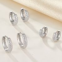 1 Pair Elegant Solid Color Plating Inlay Sterling Silver Zircon 18k Gold Plated White Gold Plated Earrings main image 3