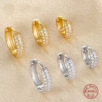 1 Pair Elegant Solid Color Plating Inlay Sterling Silver Zircon 18k Gold Plated White Gold Plated Earrings main image 1