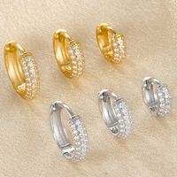1 Pair Elegant Solid Color Plating Inlay Sterling Silver Zircon 18k Gold Plated White Gold Plated Earrings main image 2