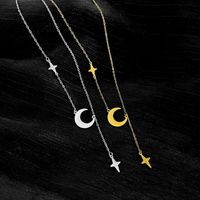 Titanium Steel Elegant Plating Star Moon Pendant Necklace main image 1