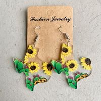 1 Pair Simple Style Flower Printing Arylic Drop Earrings sku image 3