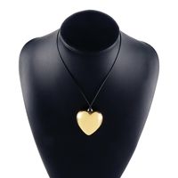 Vintage Style Simple Style Heart Shape Alloy Leather Rope Handmade Three-dimensional Women's Pendant Necklace sku image 1