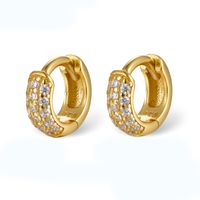 1 Pair Elegant Solid Color Plating Inlay Sterling Silver Zircon 18k Gold Plated White Gold Plated Earrings sku image 1