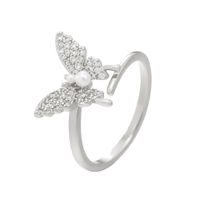 Simple Style Classic Style Butterfly Copper Plating Inlay Zircon 14k Gold Plated Open Ring sku image 1
