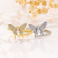 Simple Style Classic Style Butterfly Copper Plating Inlay Zircon 14k Gold Plated Open Ring main image 4