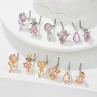 Casual Geometric Brass Plating Inlay Zircon 18k Gold Plated Nose Studs main image 3