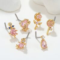 Casual Geometric Brass Plating Inlay Zircon 18k Gold Plated Nose Studs main image 4