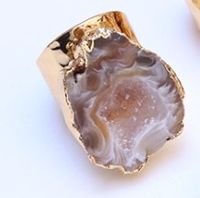 Luxurious Lady Geometric Copper Irregular Inlay Natural Stone Open Ring sku image 1