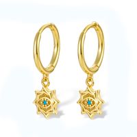 1 Pair Simple Style Devil's Eye Plating Inlay Sterling Silver Turquoise 18K Gold Plated White Gold Plated Drop Earrings sku image 1