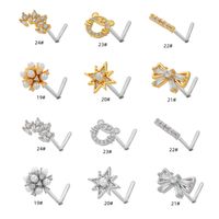 Streetwear Geometric Bow Knot Brass Plating Inlay Zircon 18k Gold Plated Nose Studs main image 1