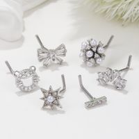 Streetwear Geometric Bow Knot Brass Plating Inlay Zircon 18k Gold Plated Nose Studs main image 5
