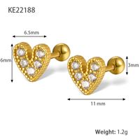 1 Pair Lady Simple Style Heart Shape Plating Inlay Sterling Silver Zircon 18k Gold Plated White Gold Plated Ear Studs sku image 1