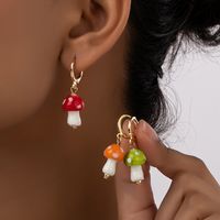 1 Pair French Style Simple Style Commute Mushroom Plating Arylic Drop Earrings main image 4