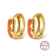 1 Pair Lady Classic Style Geometric Enamel Plating Sterling Silver 18k Gold Plated Hoop Earrings main image 5