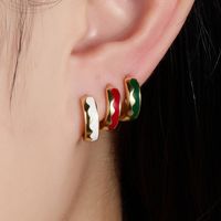 1 Pair Lady Classic Style Geometric Enamel Plating Sterling Silver 18k Gold Plated Hoop Earrings main image 3