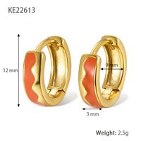 1 Pair Lady Classic Style Geometric Enamel Plating Sterling Silver 18k Gold Plated Hoop Earrings sku image 2