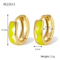 1 Pair Lady Classic Style Geometric Enamel Plating Sterling Silver 18k Gold Plated Hoop Earrings sku image 5