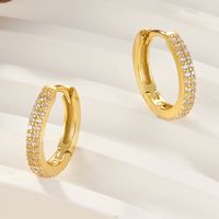 1 Pair Elegant Shiny Solid Color Plating Inlay Sterling Silver Zircon 18k Gold Plated White Gold Plated Hoop Earrings main image 1
