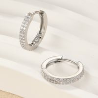 1 Pair Elegant Shiny Solid Color Plating Inlay Sterling Silver Zircon 18k Gold Plated White Gold Plated Hoop Earrings main image 3