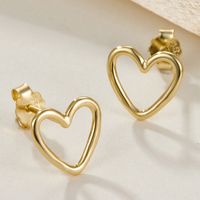 1 Pair Sweet Heart Shape Plating Hollow Out Sterling Silver 18k Gold Plated White Gold Plated Ear Studs main image 1
