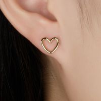 1 Pair Sweet Heart Shape Plating Hollow Out Sterling Silver 18k Gold Plated White Gold Plated Ear Studs main image 2