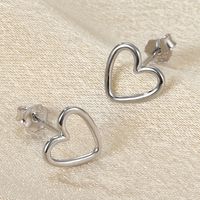 1 Pair Sweet Heart Shape Plating Hollow Out Sterling Silver 18k Gold Plated White Gold Plated Ear Studs main image 3