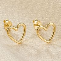 1 Pair Sweet Heart Shape Plating Hollow Out Sterling Silver 18k Gold Plated White Gold Plated Ear Studs main image 4