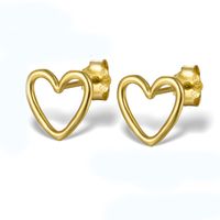 1 Pair Sweet Heart Shape Plating Hollow Out Sterling Silver 18k Gold Plated White Gold Plated Ear Studs sku image 1