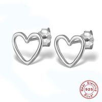 1 Par Dulce Forma De Corazón Enchapado Ahuecar Plata Esterlina Chapado En Oro De 18 Quilates. Blanco Oro Plateado Pendientes sku image 2