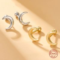 1 Pair Elegant Cute Moon Plating Sterling Silver 18k Gold Plated White Gold Plated Ear Studs main image 2