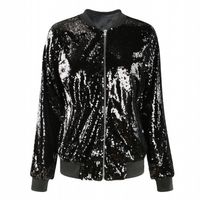 Women's Streetwear Solid Color Sequins Zipper Coat Casual Jacket main image 4
