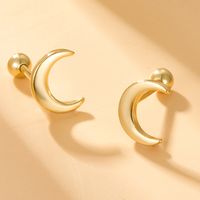 1 Pair Elegant Cute Moon Plating Sterling Silver 18k Gold Plated White Gold Plated Ear Studs main image 3
