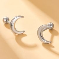 1 Pair Elegant Cute Moon Plating Sterling Silver 18k Gold Plated White Gold Plated Ear Studs main image 4