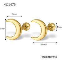 1 Pair Elegant Cute Moon Plating Sterling Silver 18k Gold Plated White Gold Plated Ear Studs sku image 1