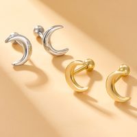 1 Pair Elegant Cute Moon Plating Sterling Silver 18k Gold Plated White Gold Plated Ear Studs main image 1