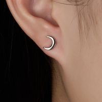 1 Pair Simple Style Moon Plating Sterling Silver 18k Gold Plated White Gold Plated Ear Studs main image 5